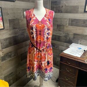 ANTONIO MELANI Multicolor Midi Dress 10 NWOT. Tried on 2X. Perf 4 spring/summer!